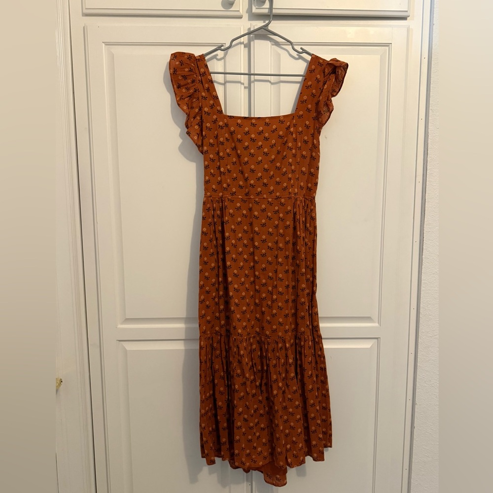 Madewell Rust Brown Floral Midi Dress